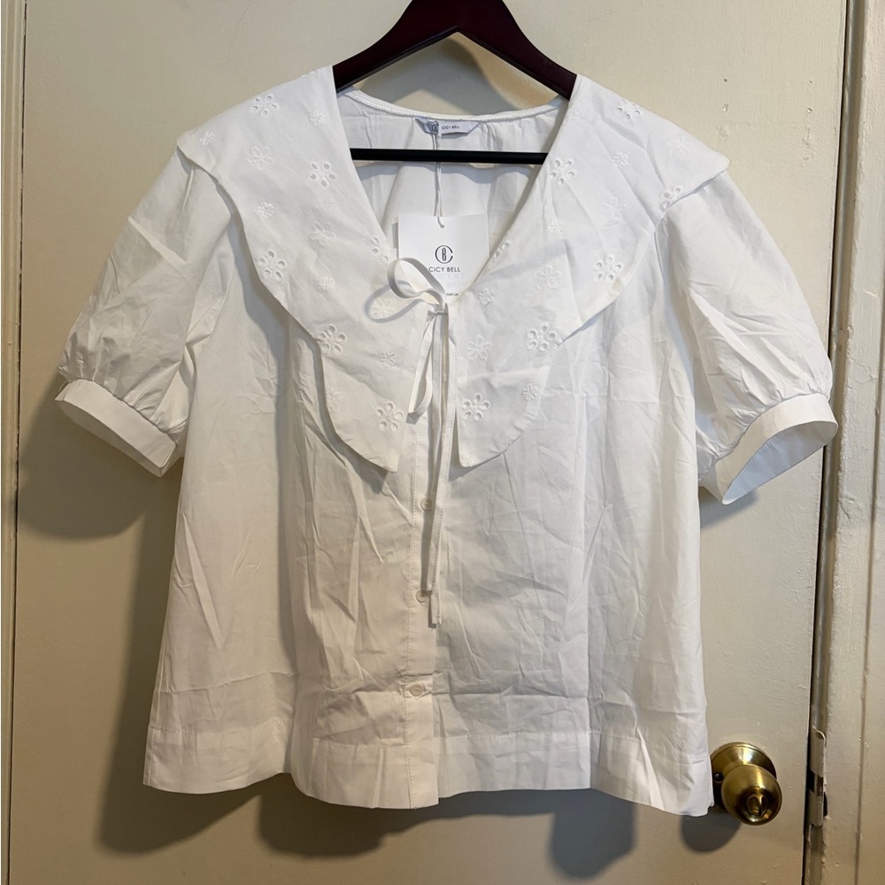 Cotton Oversized Peter Pan Collar Blouse